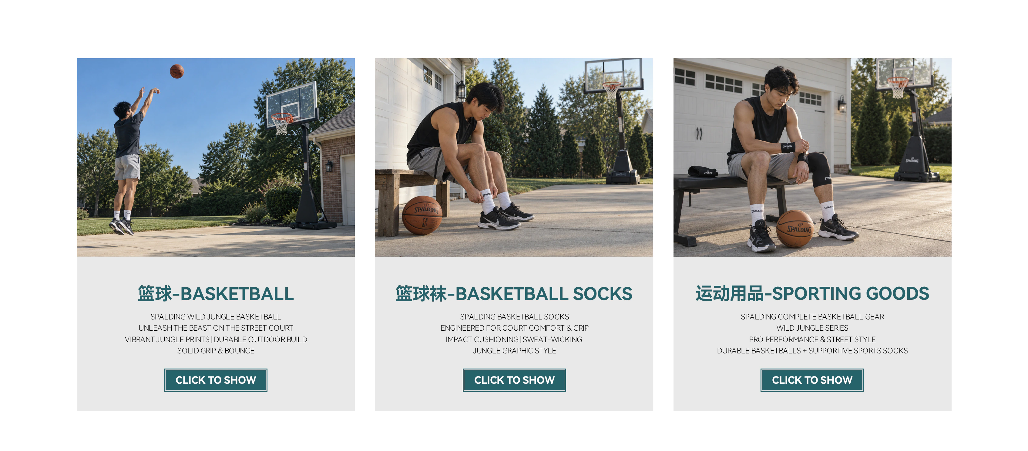 篮球、篮球袜和运动用品分类展示